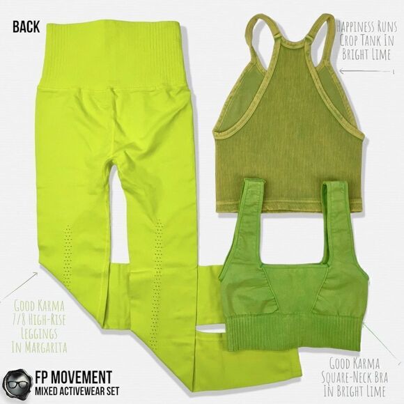 FP MOVEMENT ACTIVEWEAR SET: GOOD KARMA SQUARE NECK BRA + LEGGINGS + HR CROP TANK - Picture 3 of 16
